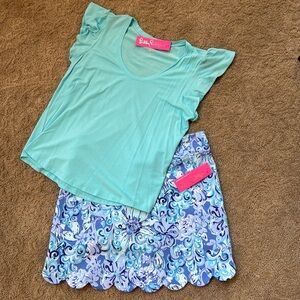 NWT Lilly Pulitzer BUNDLE 
L CRAWFORD TOP
MONICA SCALLOP SKORT UPF